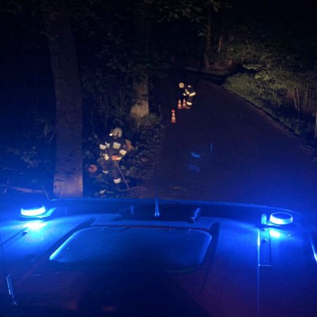 Pożar budynku gospodarczego na ulicy Wiejskiej oraz powalone drzewo na ulicy Dębowej.